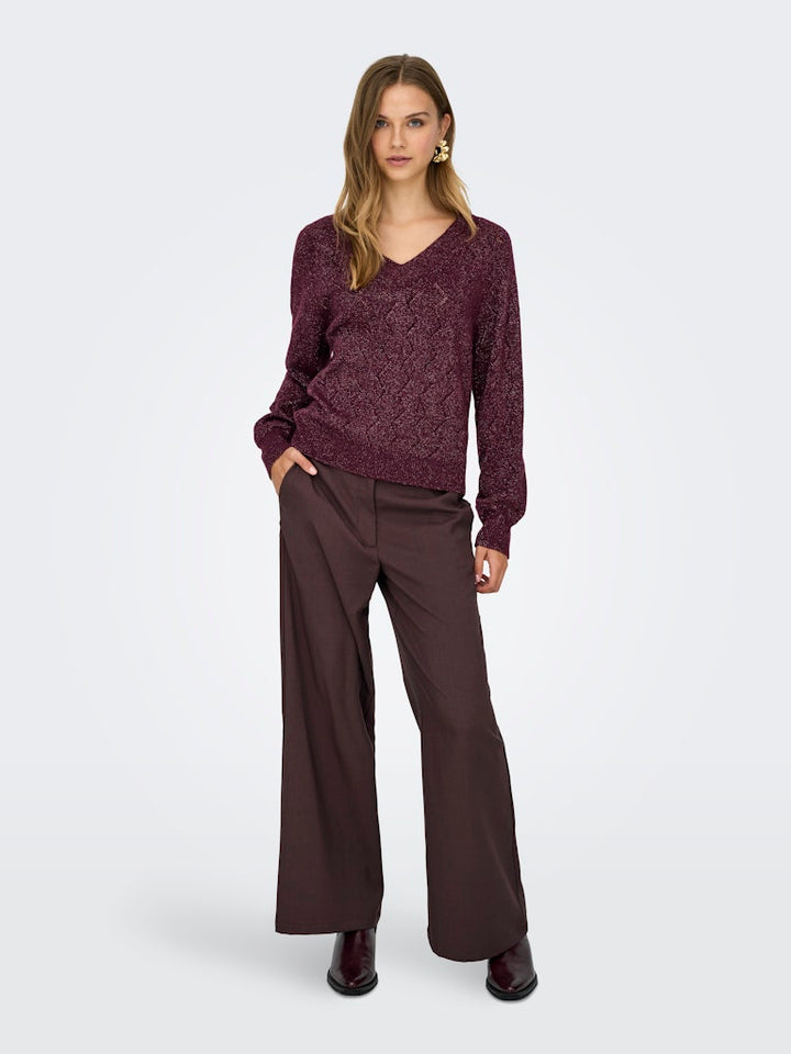 Jdyaspen Life Ls V-neck Pullover Knt - Bordeaux