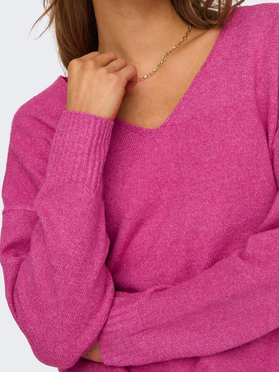 Onlrica Life L/s V-neck Pullo Knt N - Magenta