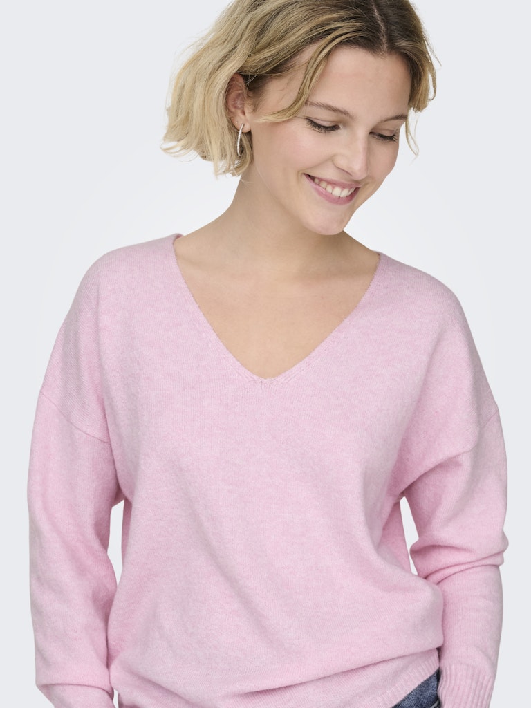 Onlrica L/s V-neck Pullo Knt Noos - Licht Roze