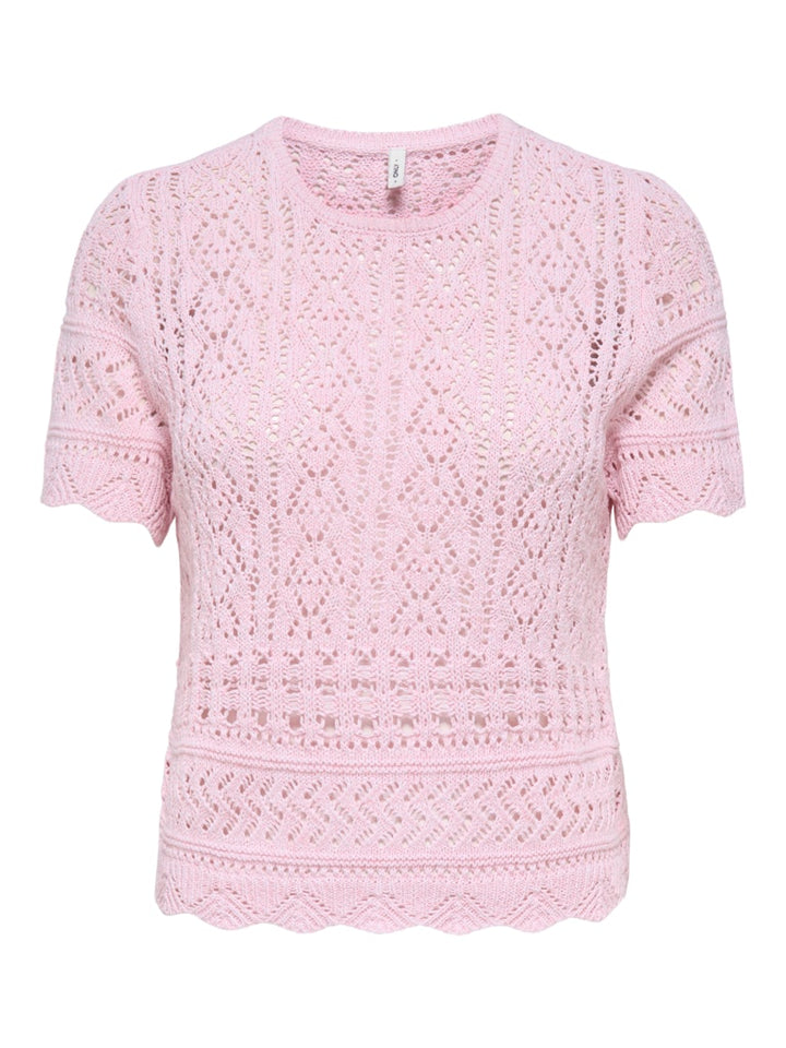 Onlelke Life Ss Structure O-neck Knt Nca - Licht Roze