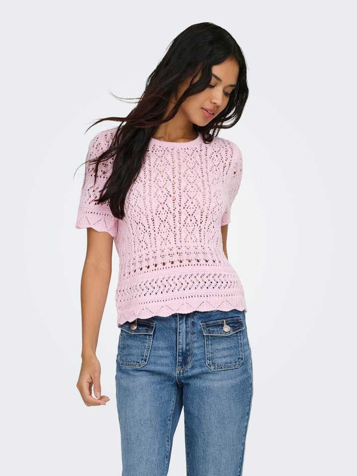 Onlelke Life Ss Structure O-neck Knt Nca - Licht Roze