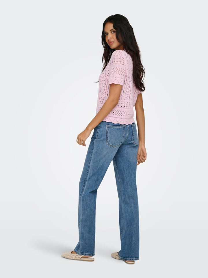 Onlelke Life Ss Structure O-neck Knt Nca - Licht Roze