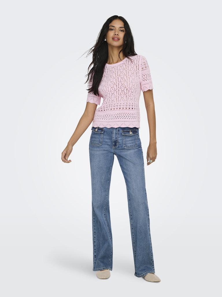 Onlelke Life Ss Structure O-neck Knt Nca - Licht Roze