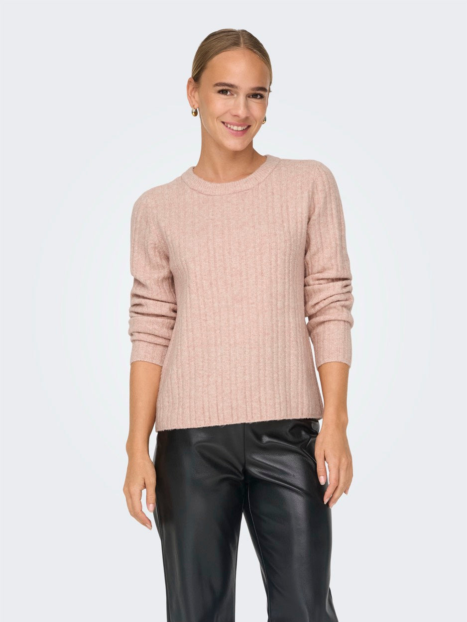 Onljeanett Life L/s Rib O-neck Cc K - Licht Roze