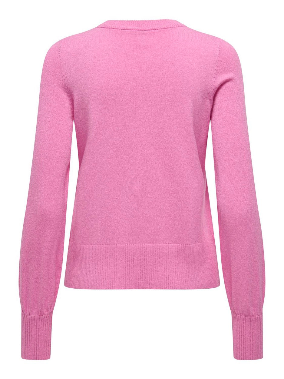 Onlibi Ls Emb O-neck Cc Knt - Pink