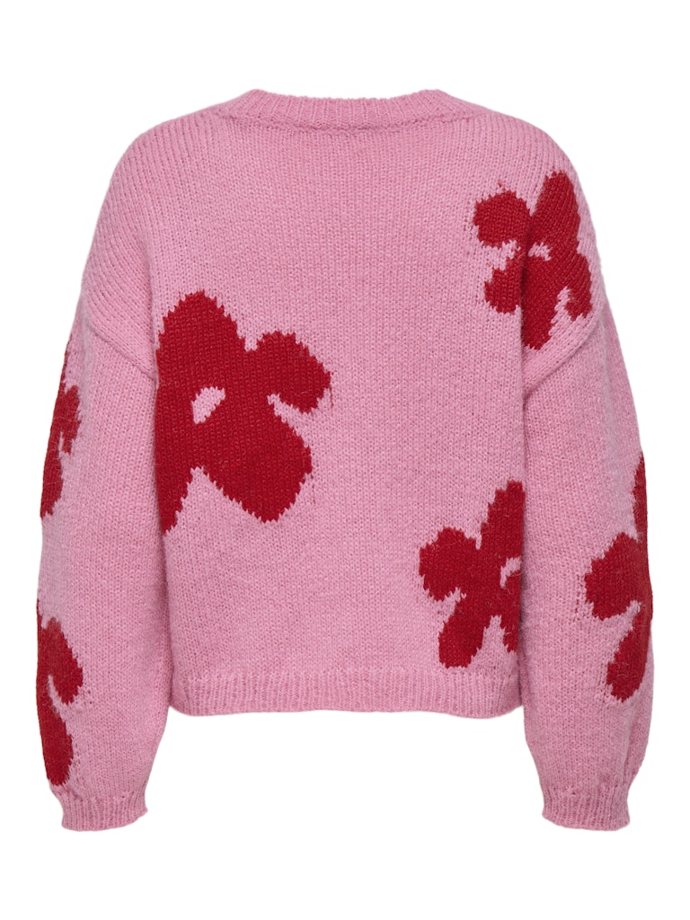 Onlbootle Life Ls Flower O-neck Knt - Roze Dessin
