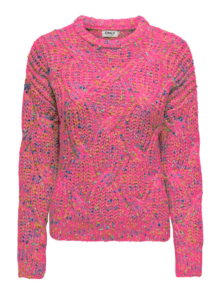 Onlluca Ls O-neck Knt - Roze Dessin