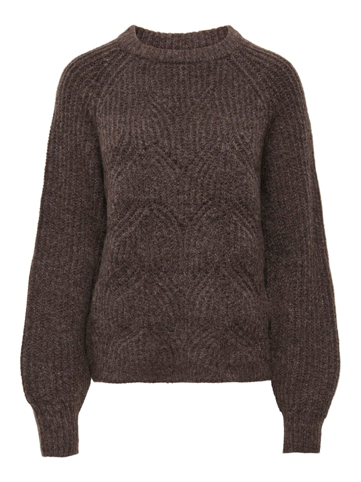 Onlgila Life Ls Structure O-neck Bf Knt - Bruin