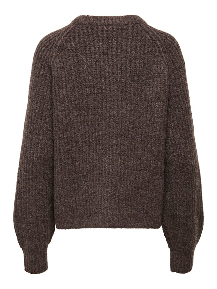 Onlgila Life Ls Structure O-neck Bf Knt - Bruin