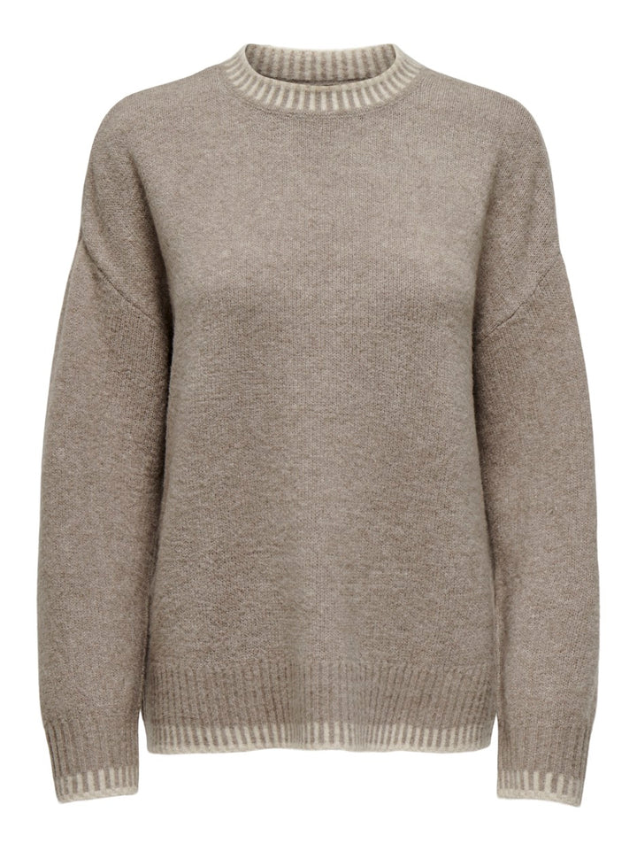 Onlsilma Ls Stitch Mock Neck Knt - Licht Bruin