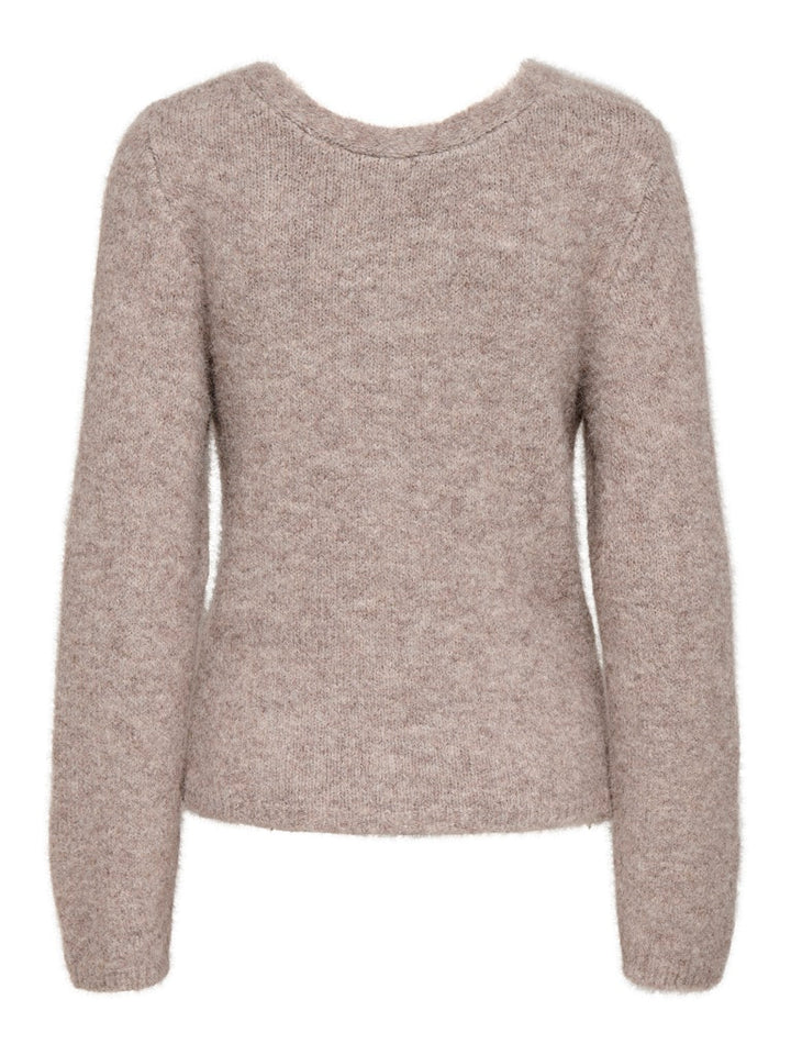 Onlzaggie Life Ls V-necck Reversib Knt - Bruin Melee