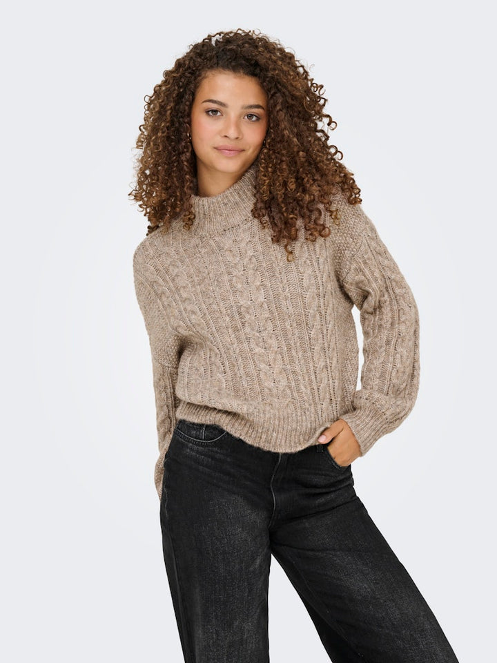 Onlida Life Ls High Neck Knt - Bruin Melee