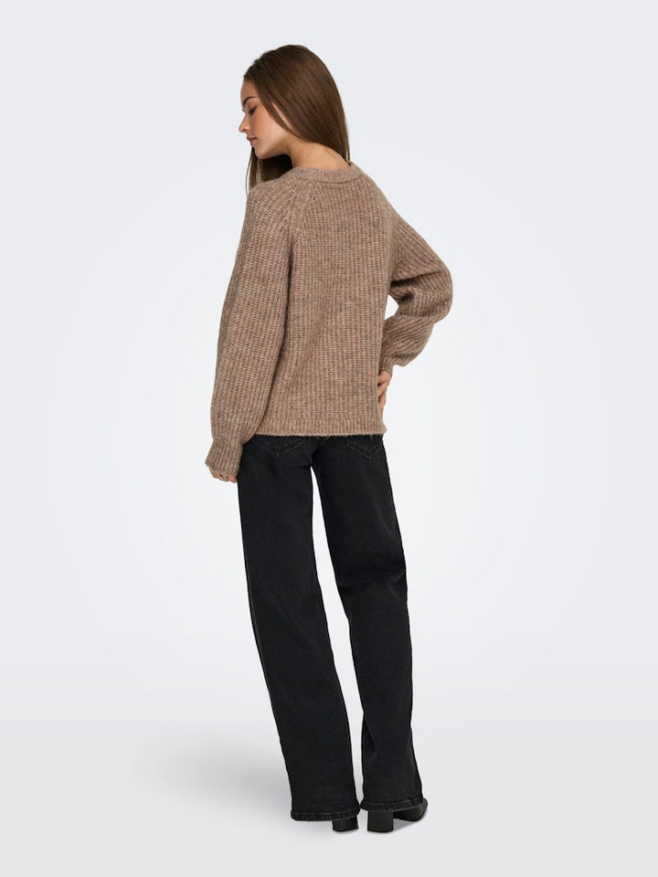 Onlgila Life Ls Structure O-neck Bf Knt - Bruin Melee