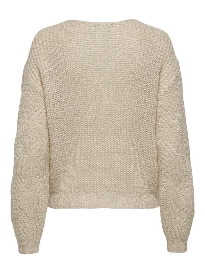 Jdybadut L/s V-neck Struc Glitt Pull Knt - Bruin Dessin