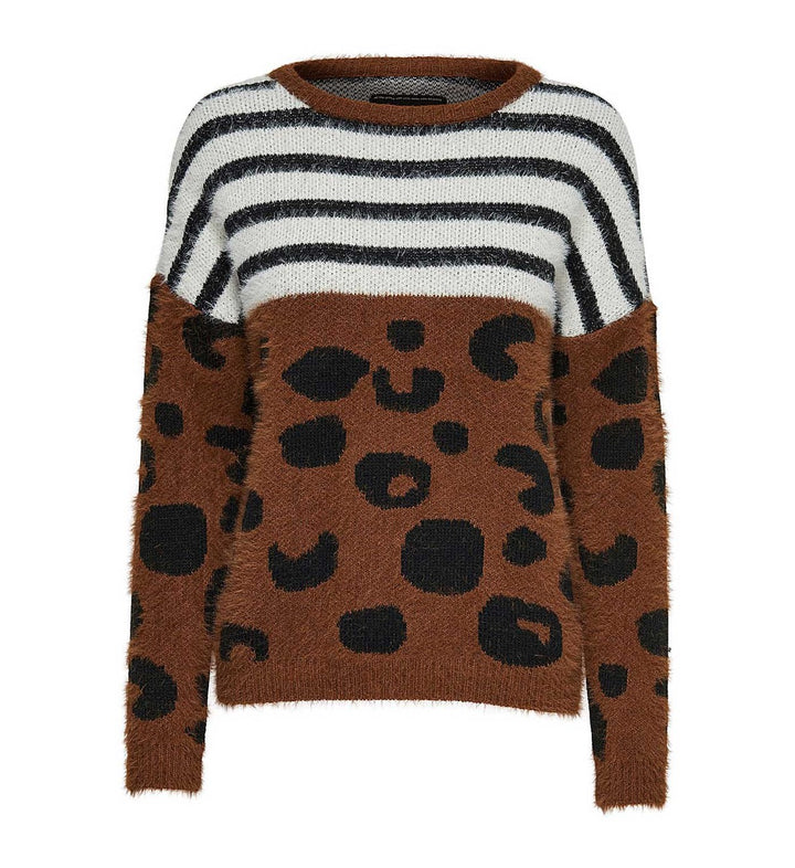 Vmvalentina Ls Cowneck Pullover - Bruin Dessin