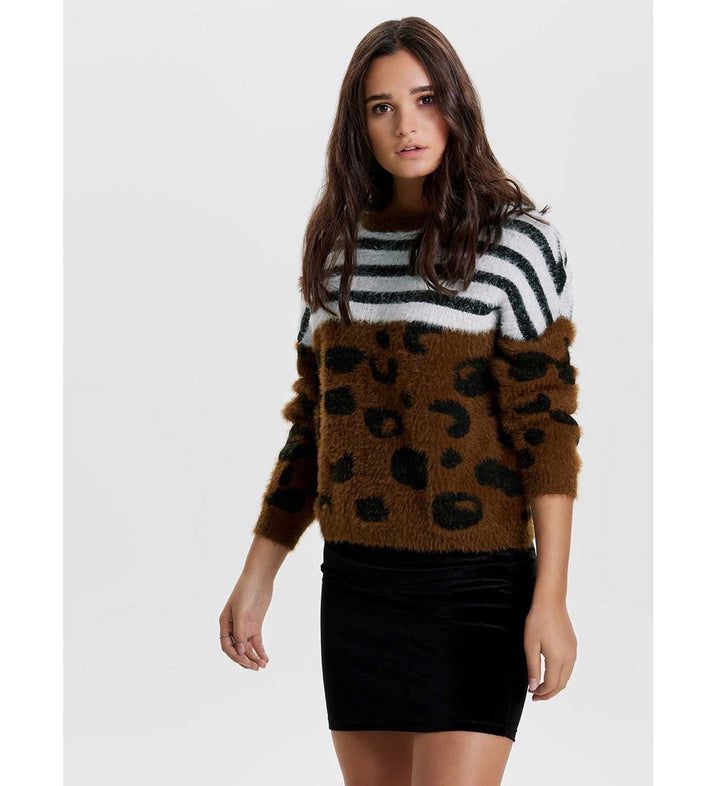 Vmvalentina Ls Cowneck Pullover - Bruin Dessin