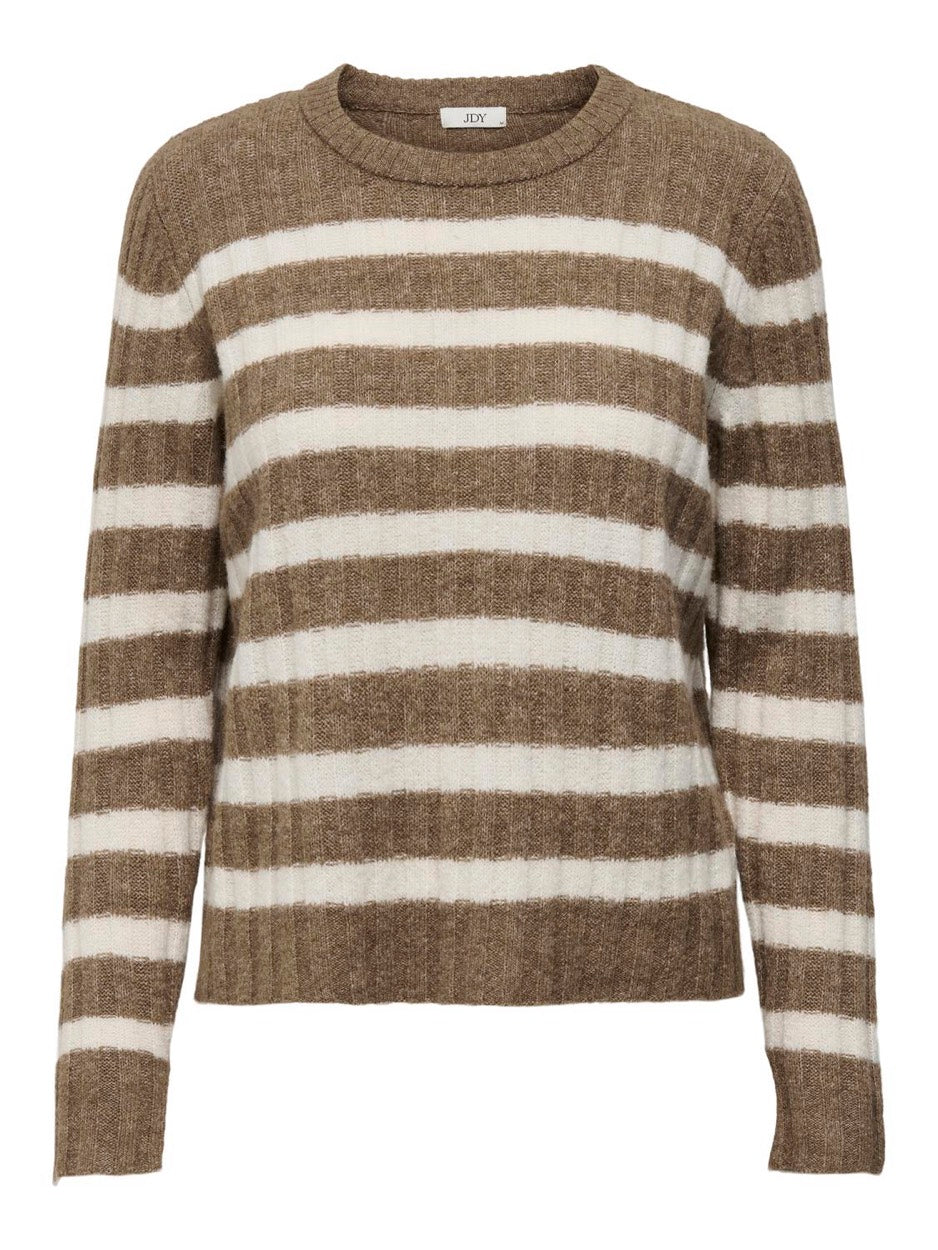 Jdymiley L/s O-neck Stripe Pullover - Bruin Dessin