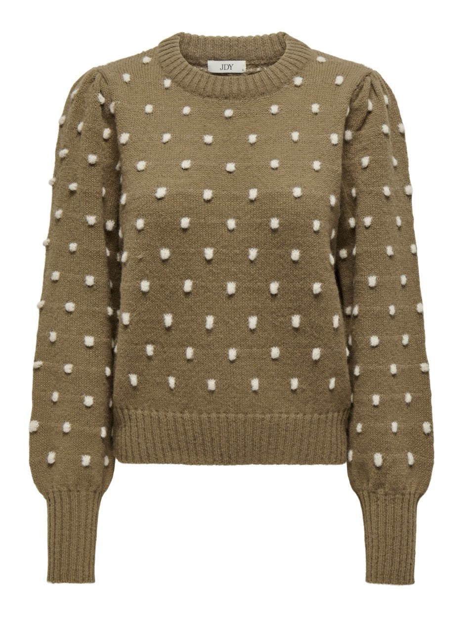 Jdysigrid Life L/s On Puff Pull Knt - Bruin Dessin