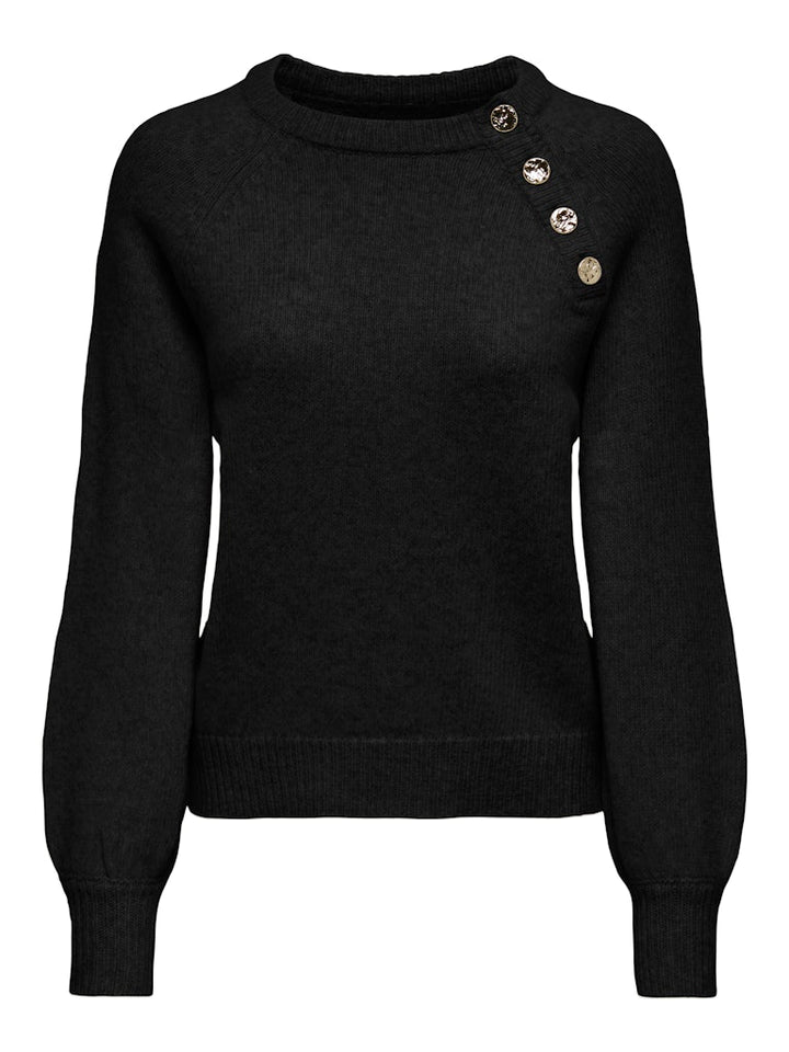 Onlemma Life Ls Button Oneck Knt Noos - Zwart