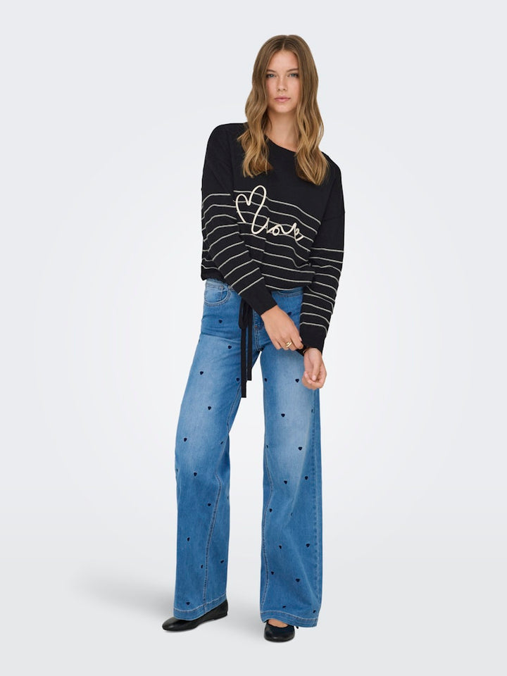 Onlsigne Life Ls Text Detai Oneck Cc Knt - Zwart Dessin