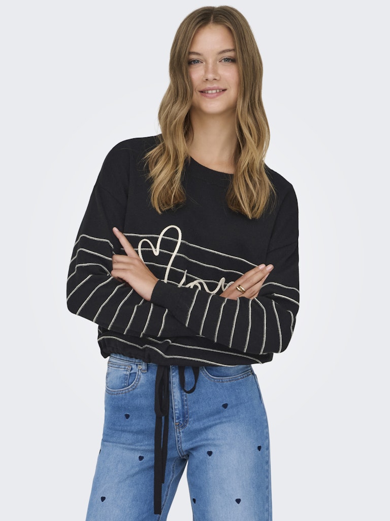 Onlsigne Life Ls Text Detai Oneck Cc Knt - Zwart Dessin