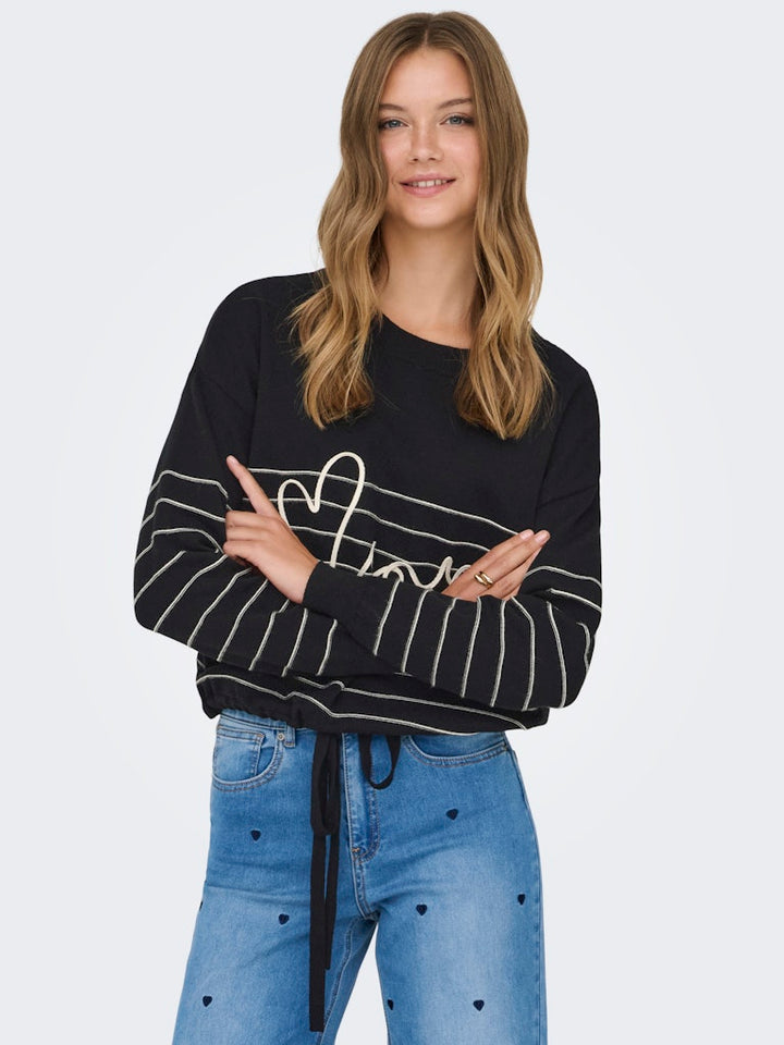 Onlsigne Life Ls Text Detai Oneck Cc Knt - Zwart Dessin