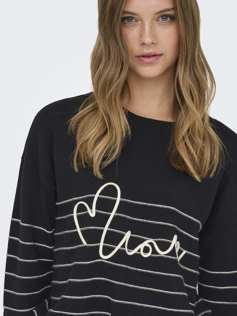 Onlsigne Life Ls Text Detai Oneck Cc Knt - Zwart Dessin