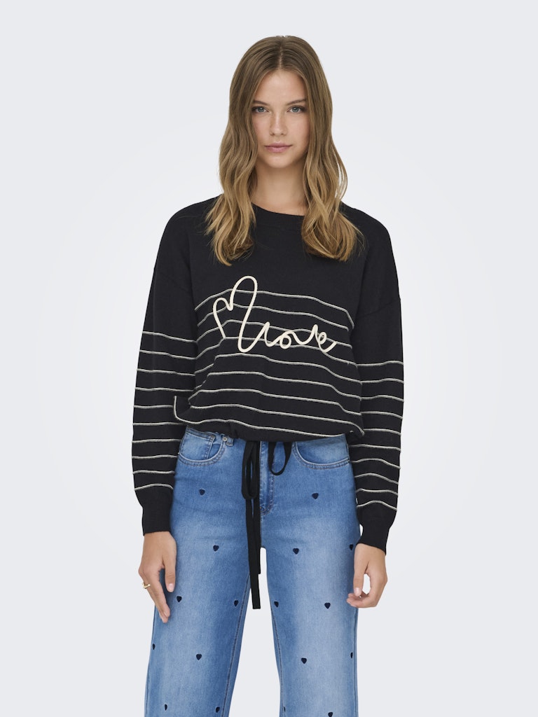 Onlsigne Life Ls Text Detai Oneck Cc Knt - Zwart Dessin