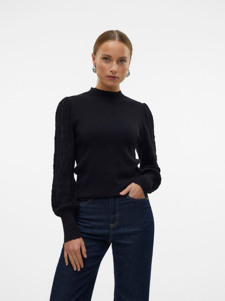 Vmlimone Ls Highneck Pullover Ga Bo - Zwart