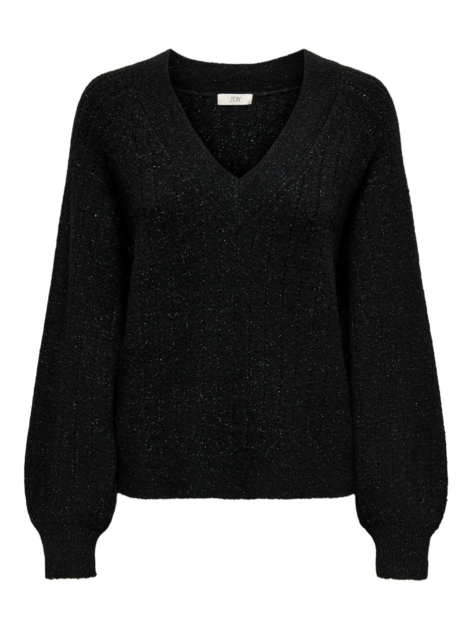 Jdyaspen Life L/s Lurex V-neck Pull - Zwart