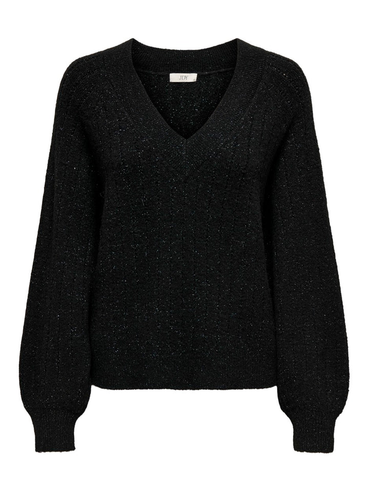 Jdyaspen Life L/s Lurex V-neck Pull - Zwart