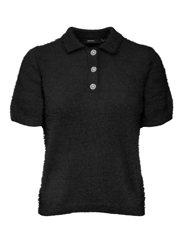 Vmbess Ss Short Polo Neck Pullover - Zwart