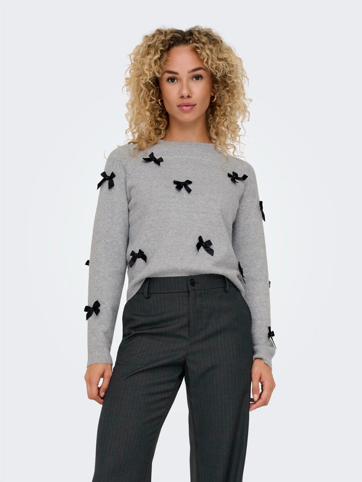 Onlnoelle Life Ls Bow Pullover Ex K - Grijs