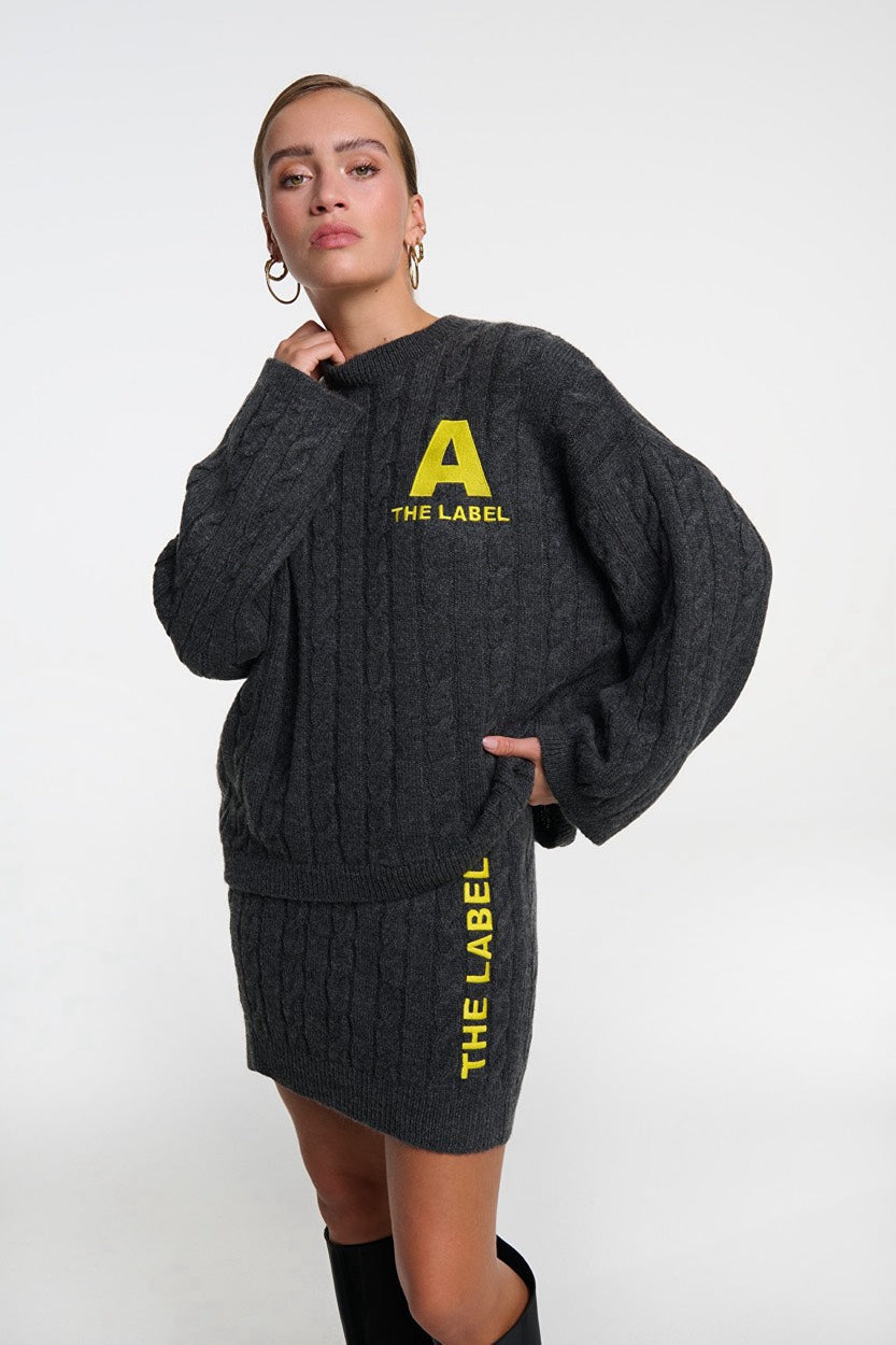 Cropped Cable Jumper - Antraciet