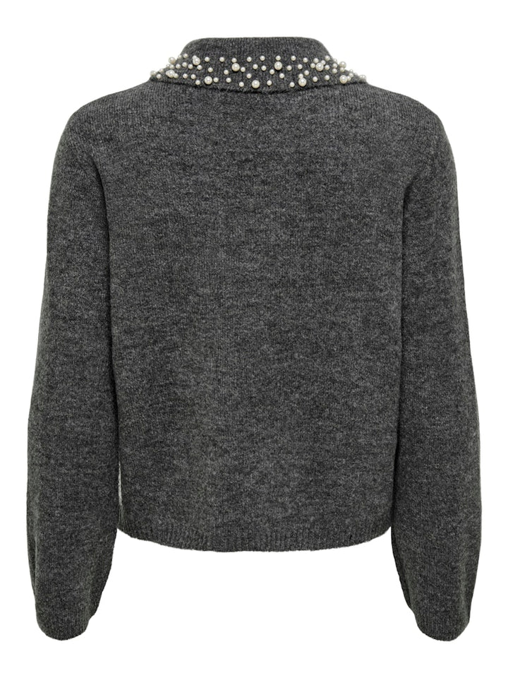 Jdyaubray Life L/s Pearl Collar Pull Knt - Grijs Melee