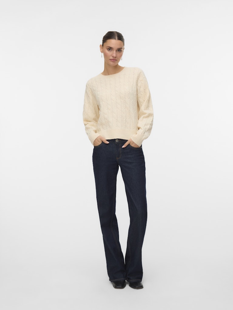 Vmaries Ls O-neck Cable Pullover Bf - Grijs Melee