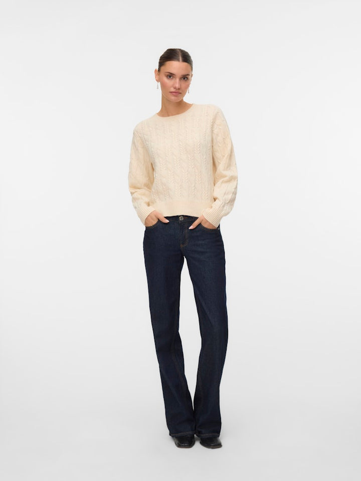 Vmaries Ls O-neck Cable Pullover Bf - Grijs Melee