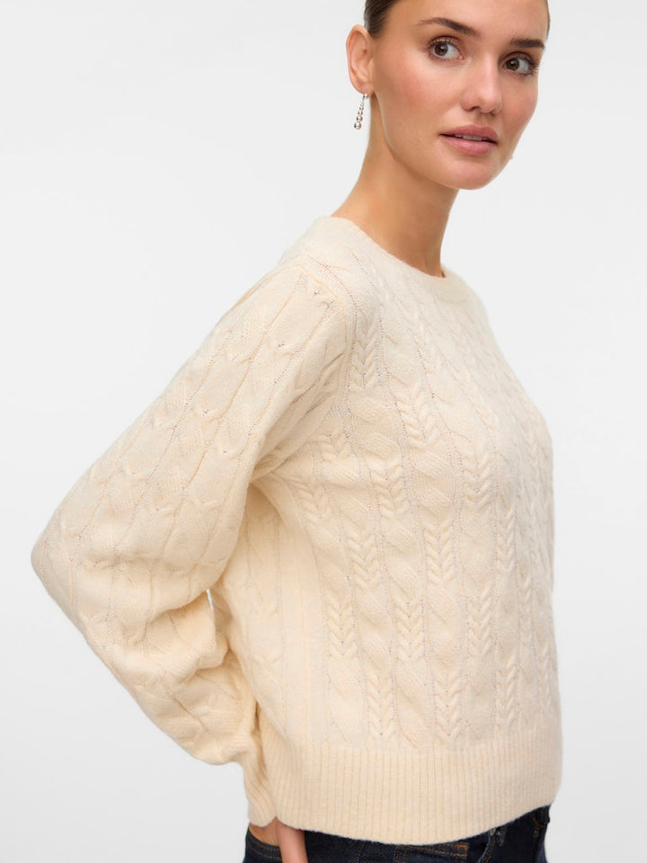 Vmaries Ls O-neck Cable Pullover Bf - Grijs Melee