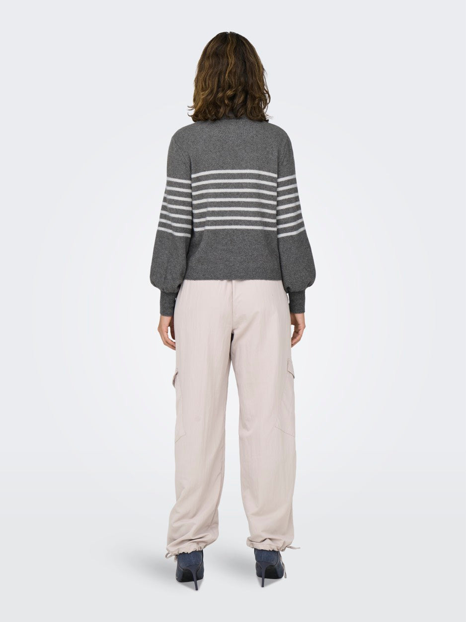 Jdylayla L/s Hn Stripe Pullover Knt - Grijs Melee