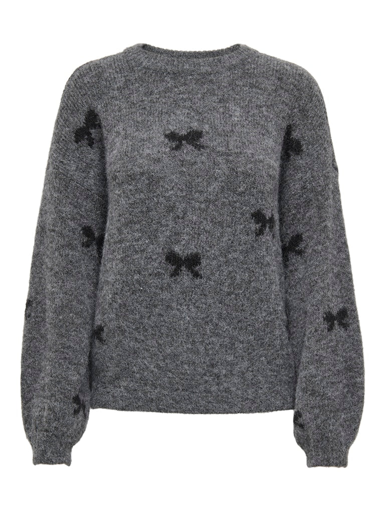 Onlbrunhilda Life Ls Bow O-neck Knt - Grijs Dessin