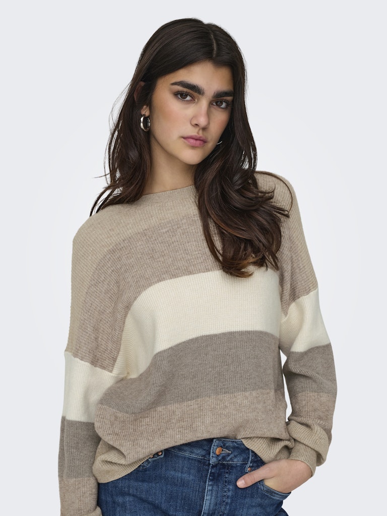 Onlatia L/s Stripe Pullover Knt Noos - Grijs Dessin