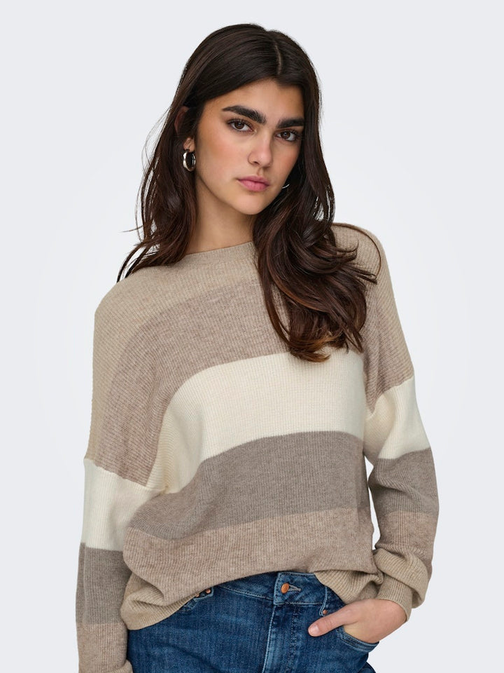 Onlatia L/s Stripe Pullover Knt Noos - Grijs Dessin