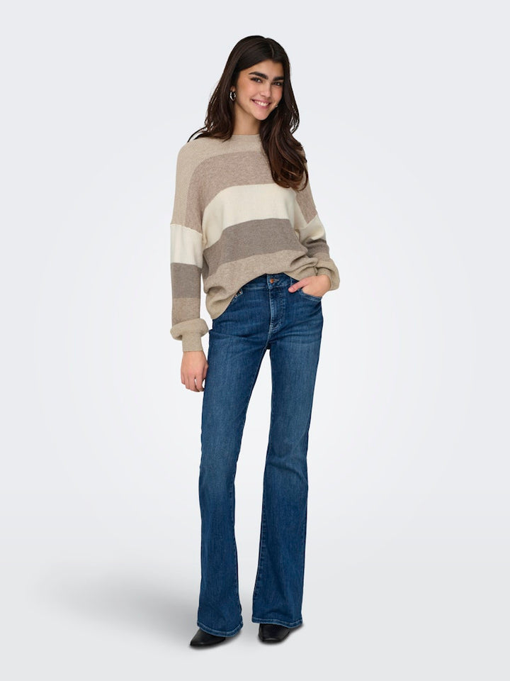 Onlatia L/s Stripe Pullover Knt Noos - Grijs Dessin