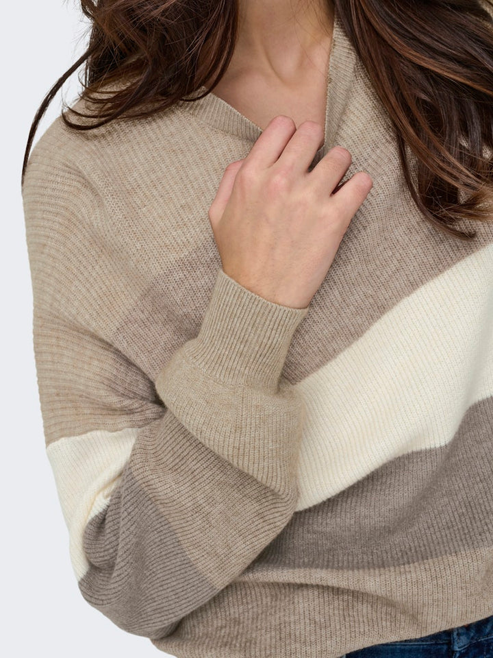 Onlatia L/s Stripe Pullover Knt Noos - Grijs Dessin