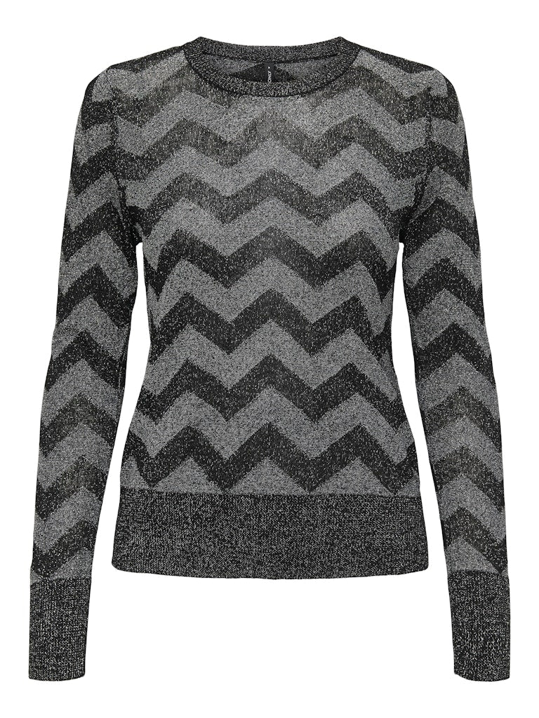 Onljillo Ls Zigzag O-neck Glitter Knt - Zwart Dessin