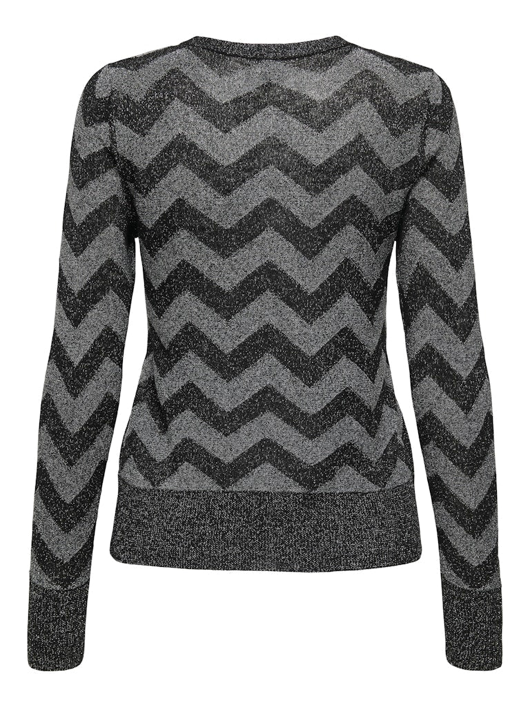 Onljillo Ls Zigzag O-neck Glitter Knt - Zwart Dessin