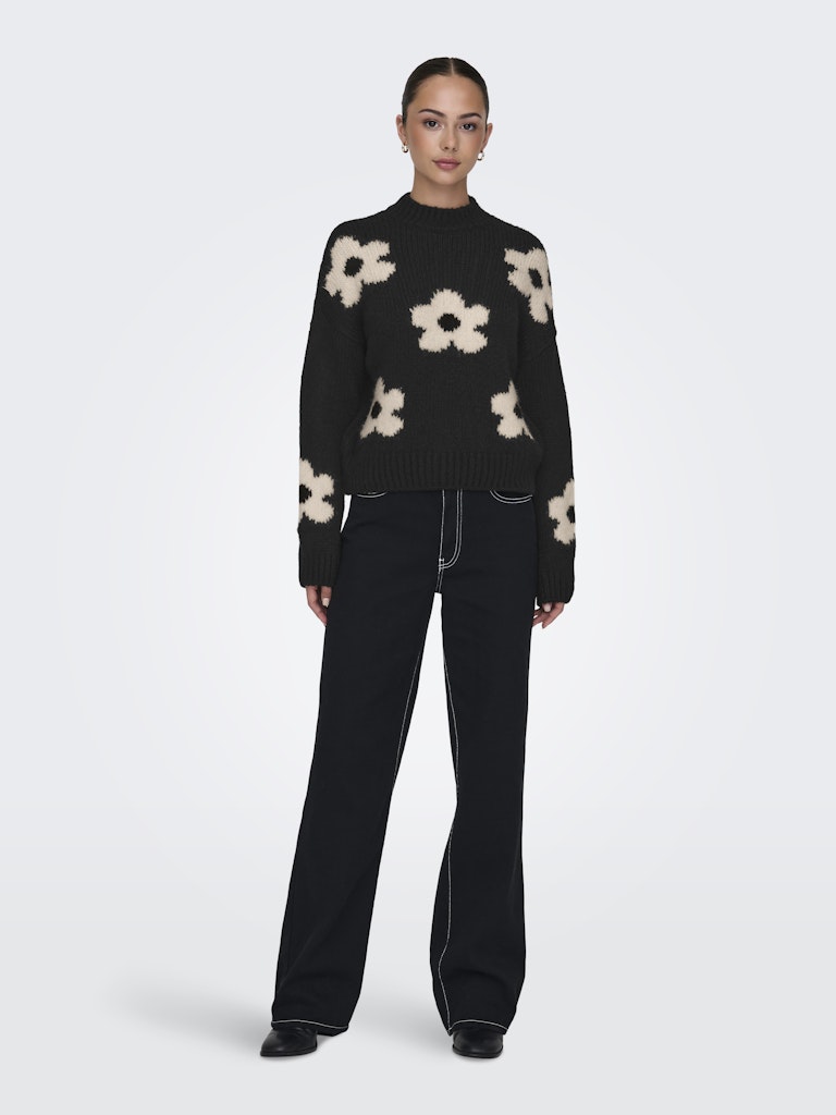 Jdykilian Flower L/s Pullover Knt - Zwart Dessin