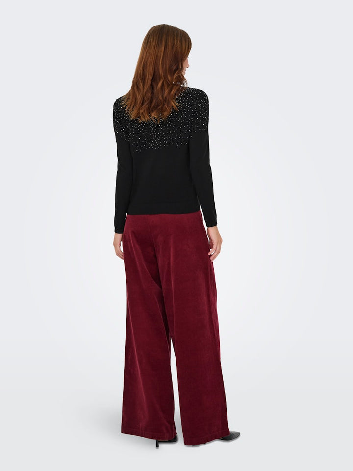 Onlanabella Ls Bling O-neck Knt - Zwart Dessin