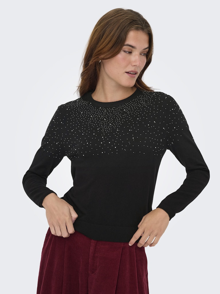 Onlanabella Ls Bling O-neck Knt - Zwart Dessin