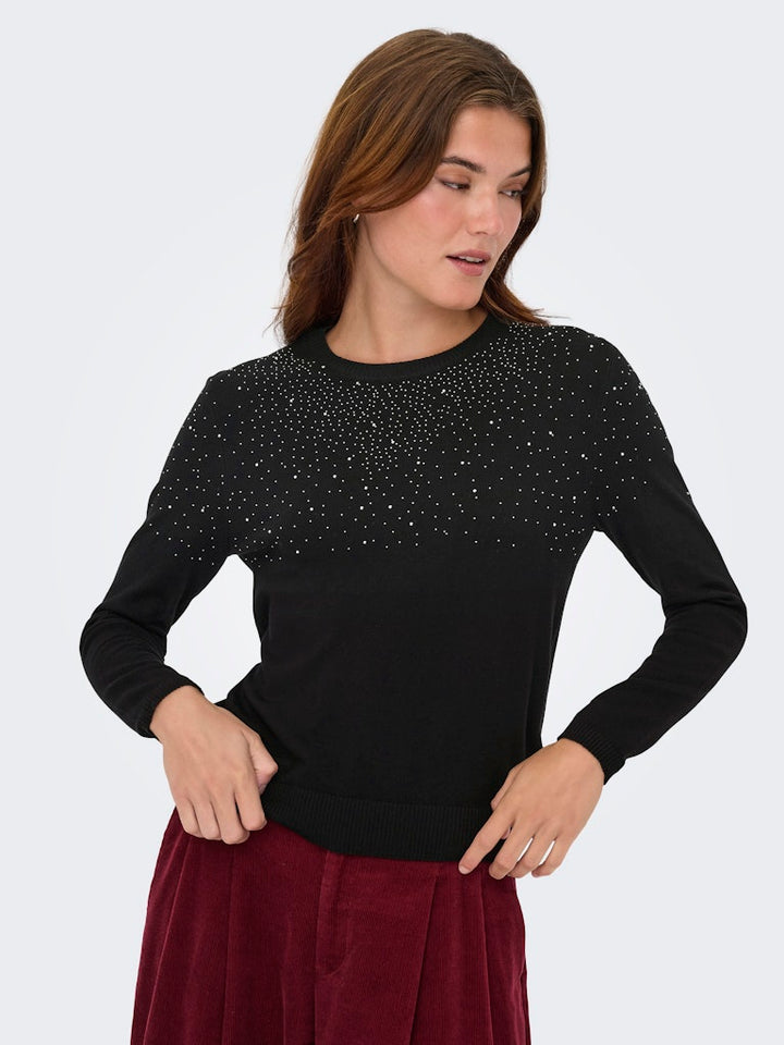 Onlanabella Ls Bling O-neck Knt - Zwart Dessin
